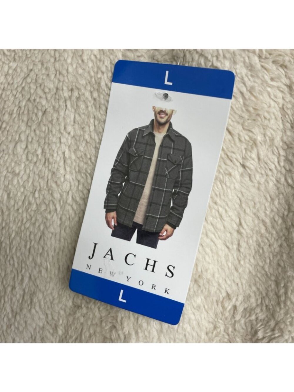 Jachs New York Men's L Plaid Sherpa-Lined Jacket Black Gray Wool Blend Jck258 - Picture 8 of 12